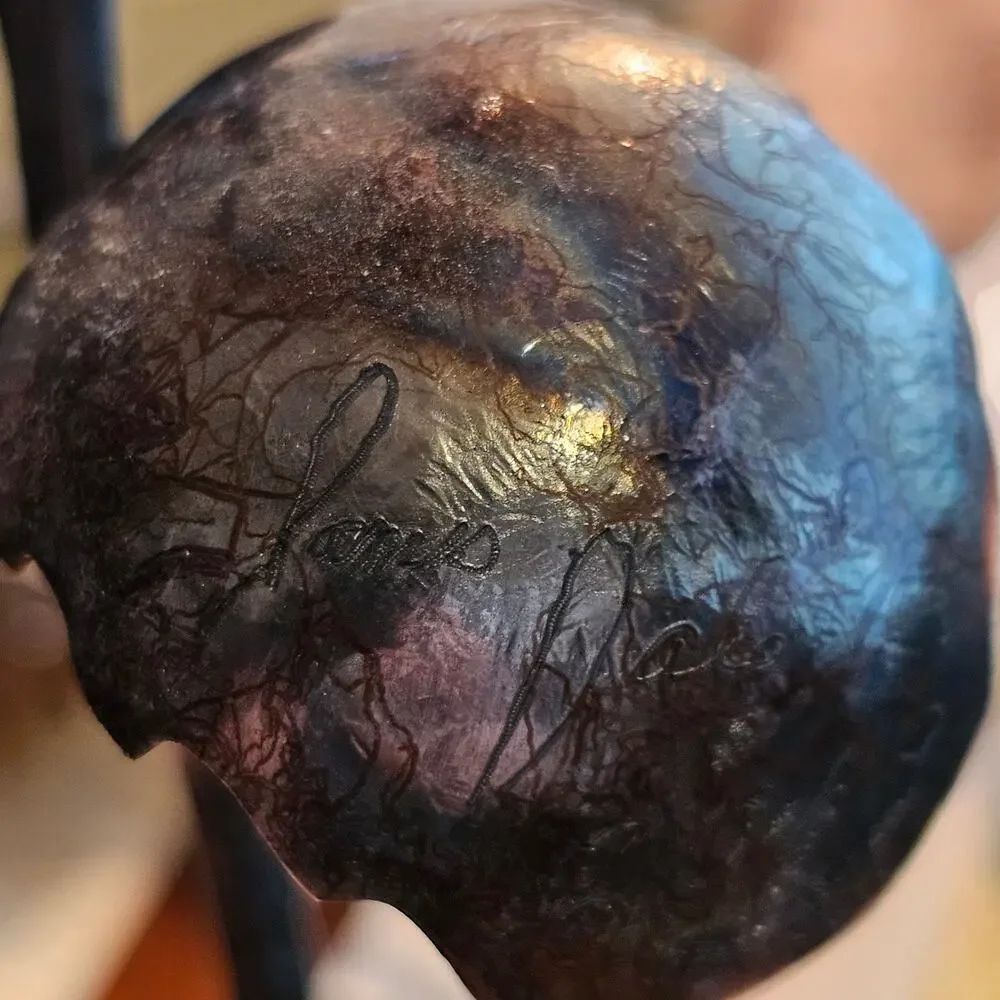 Signed Hand Forged Metal Rose Sculpture Yellow Heat Painted Blacksmith Art 2019